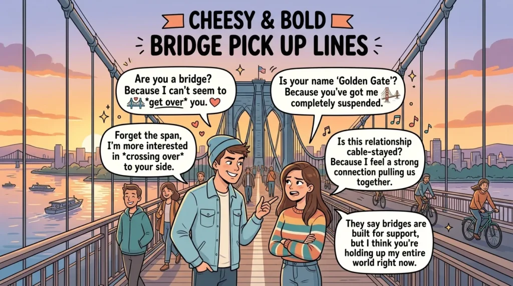 Cheesy & Bold Bridge Pick Up Lines
